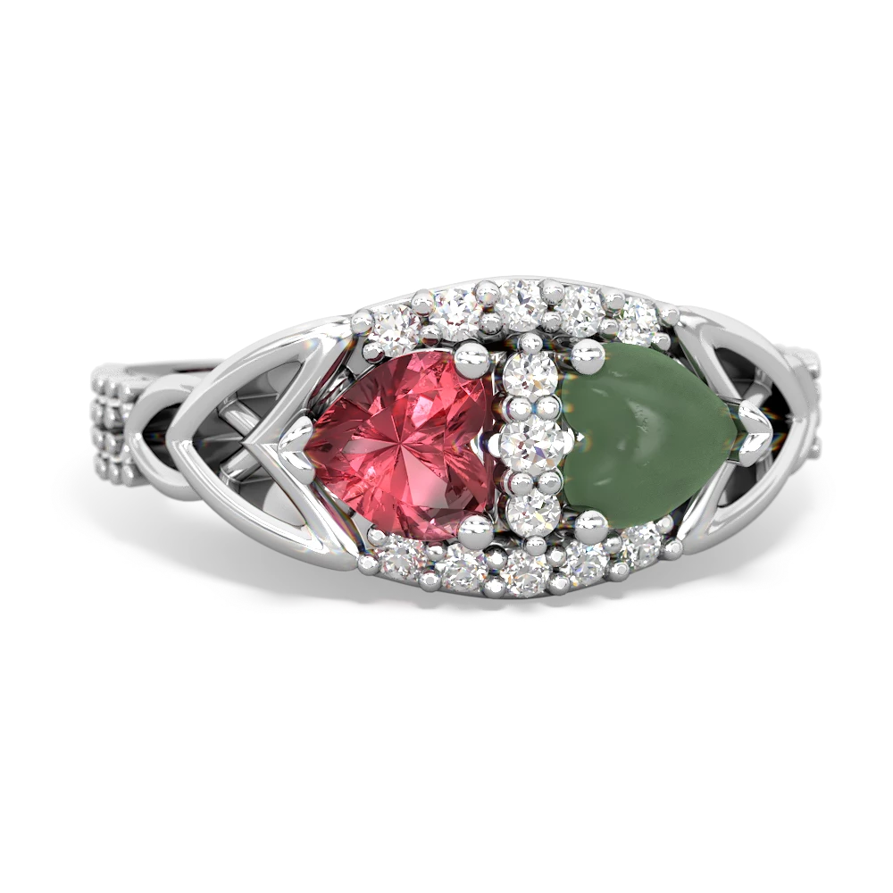 Pink Tourmaline Sparkling Celtic Knot 14K White Gold ring R2645