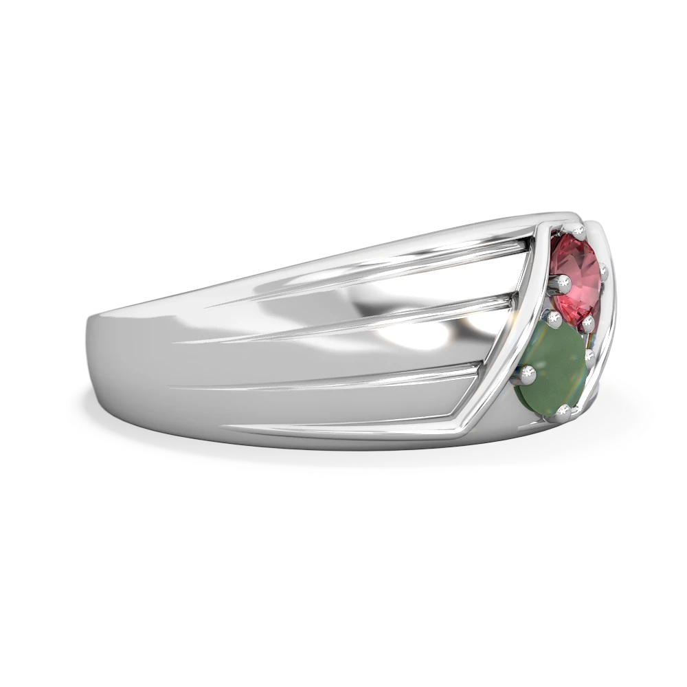 Pink Tourmaline Men's Streamline 14K White Gold ring R0460