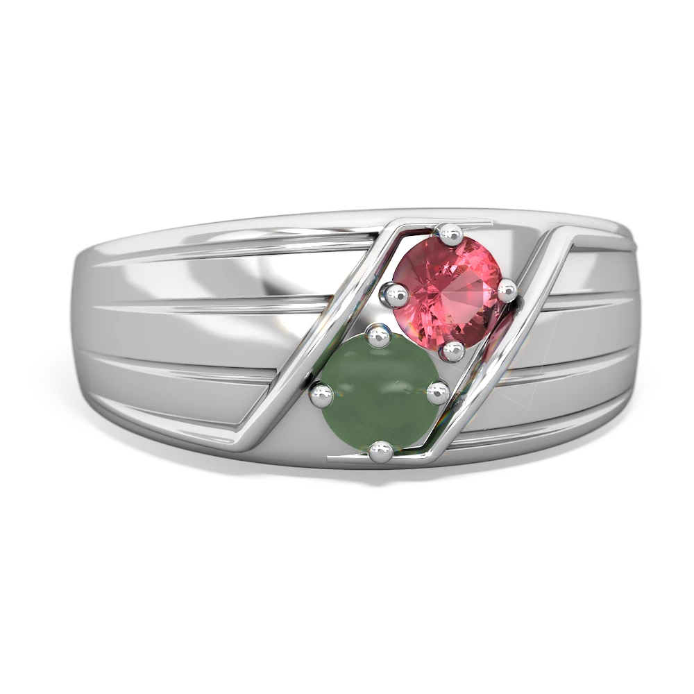 Pink Tourmaline Men's Streamline 14K White Gold ring R0460