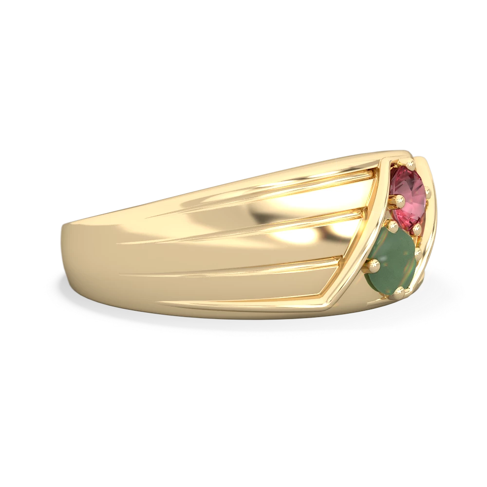 Pink Tourmaline Men's Streamline 14K Yellow Gold ring R0460