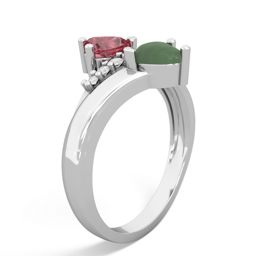 Pink Tourmaline Heart To Heart 14K White Gold ring R2064