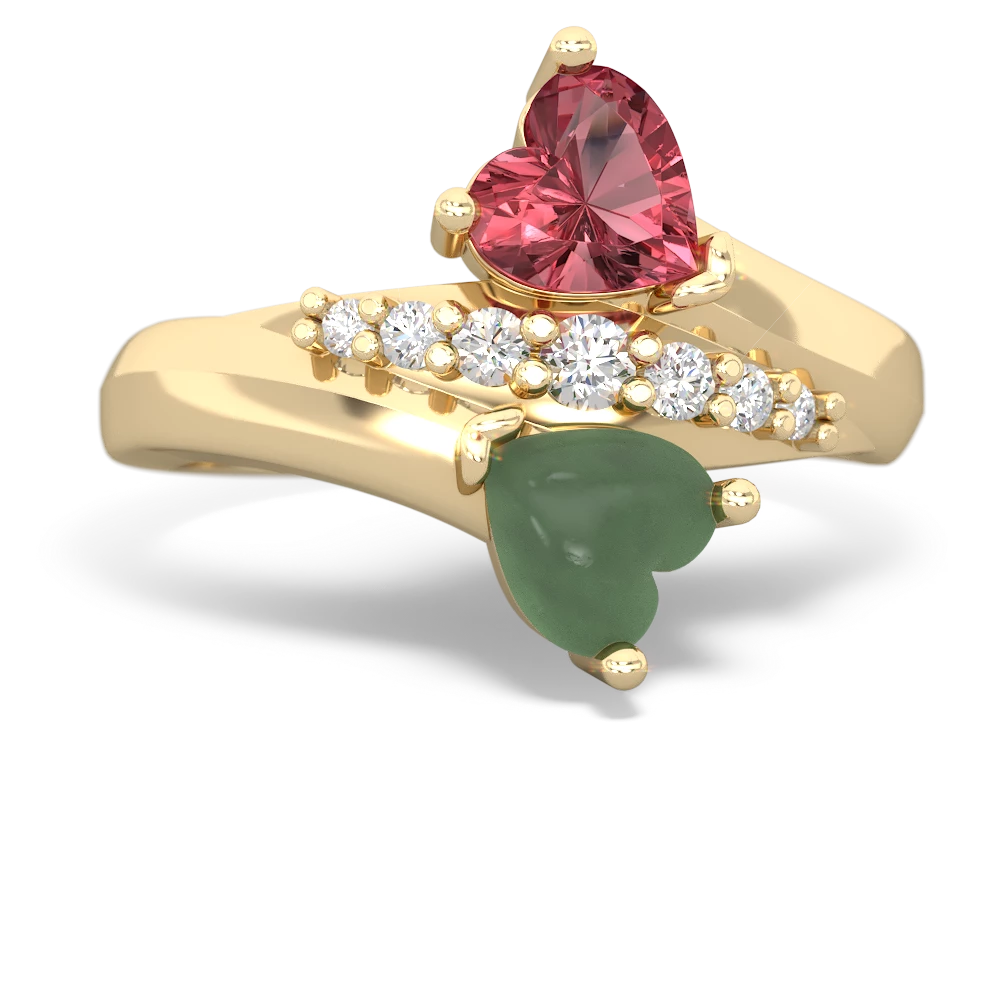 Pink Tourmaline Heart To Heart 14K Yellow Gold ring R2064
