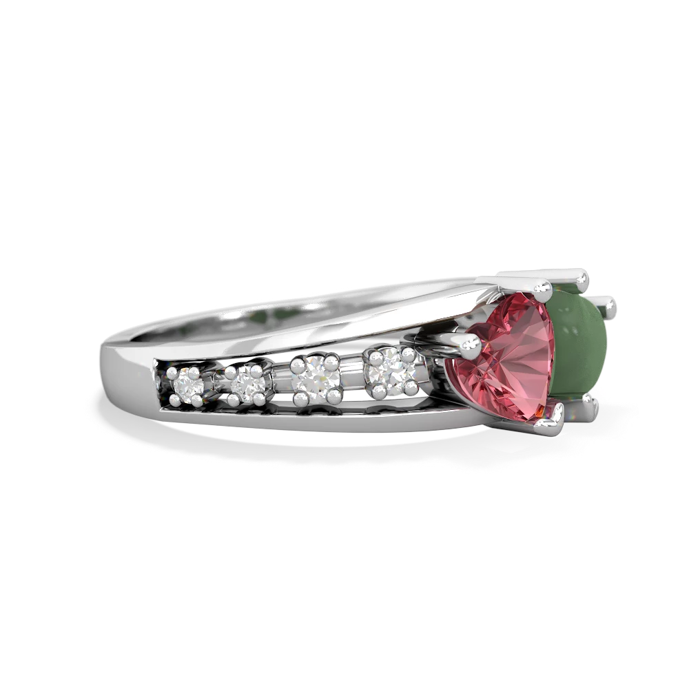 Pink Tourmaline Heart To Heart 14K White Gold ring R3342