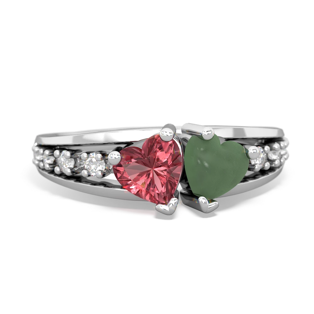 Pink Tourmaline Heart To Heart 14K White Gold ring R3342