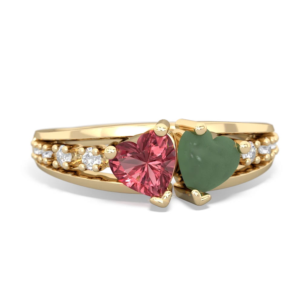 Pink Tourmaline Heart To Heart 14K Yellow Gold ring R3342