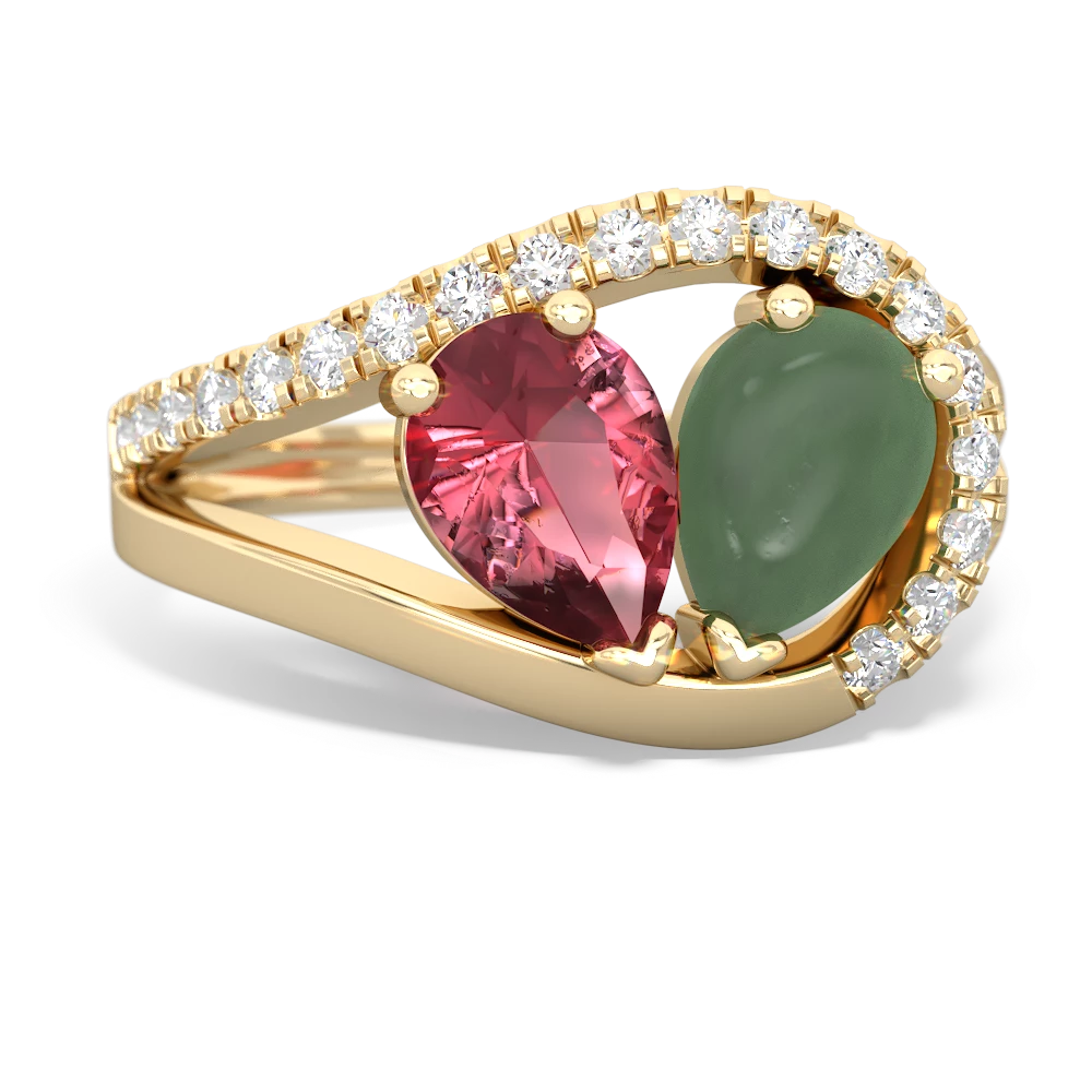 Pink Tourmaline Nestled Heart Keepsake 14K Yellow Gold ring R5650