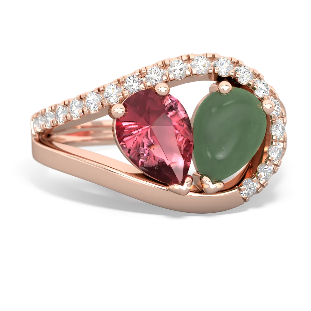 Pink Tourmaline Nestled Heart Keepsake 14K Rose Gold ring R5650