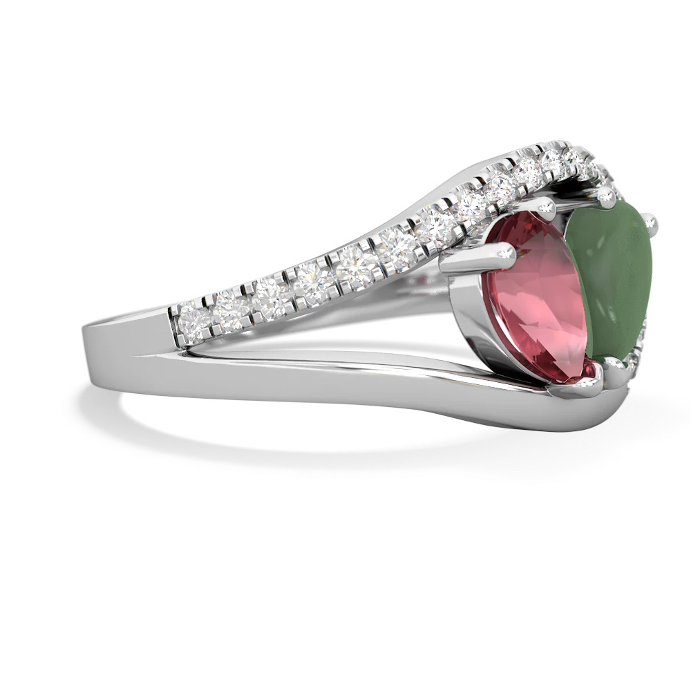 Pink Tourmaline Nestled Heart Keepsake 14K White Gold ring R5650