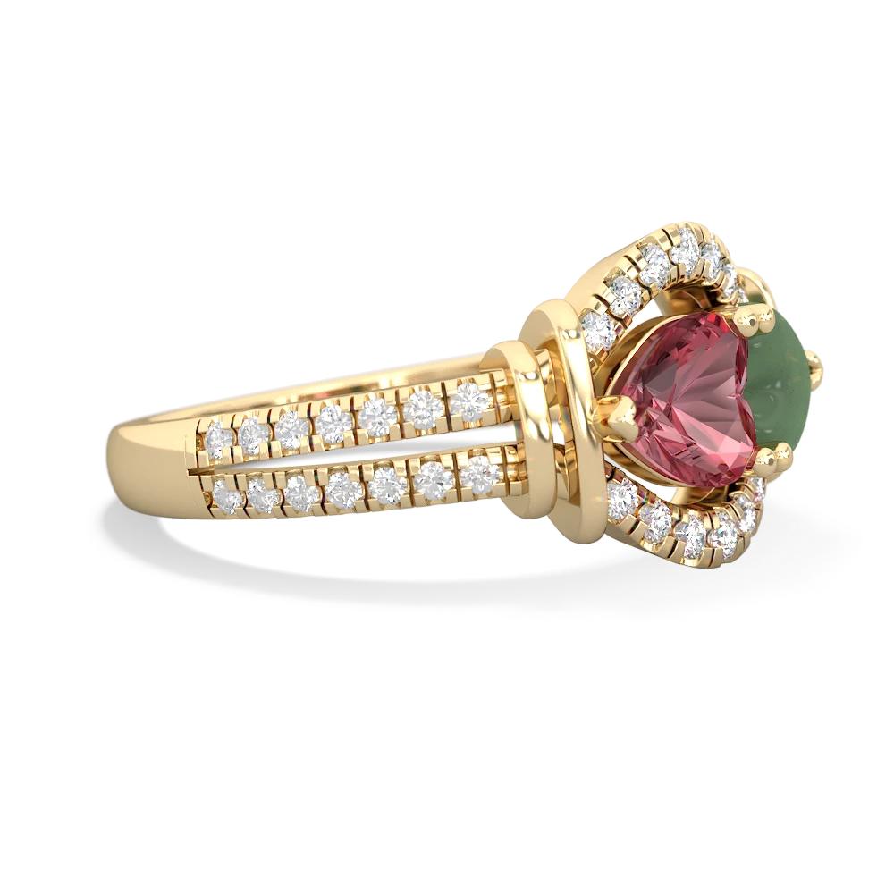 Pink Tourmaline Art-Deco Keepsake 14K Yellow Gold ring R5630