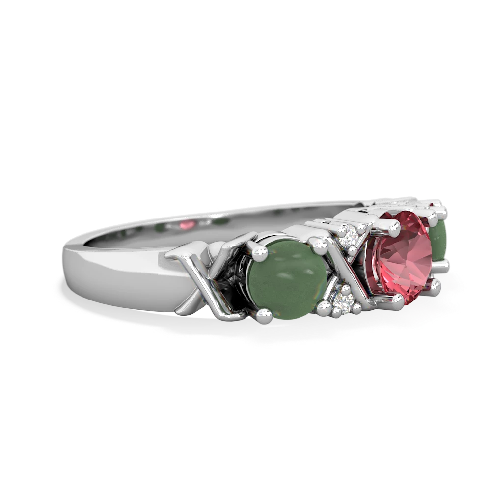 Pink Tourmaline Hugs And Kisses 14K White Gold ring R5016