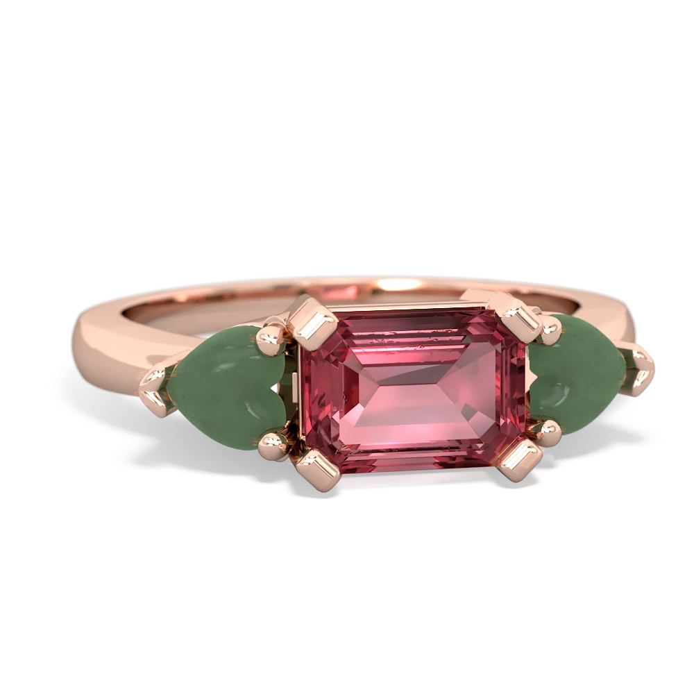 Pink Tourmaline Three Stone 14K Rose Gold ring R5235