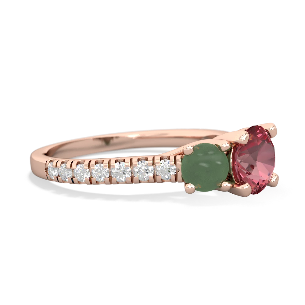 Pink Tourmaline Pave Trellis 14K Rose Gold ring R5500