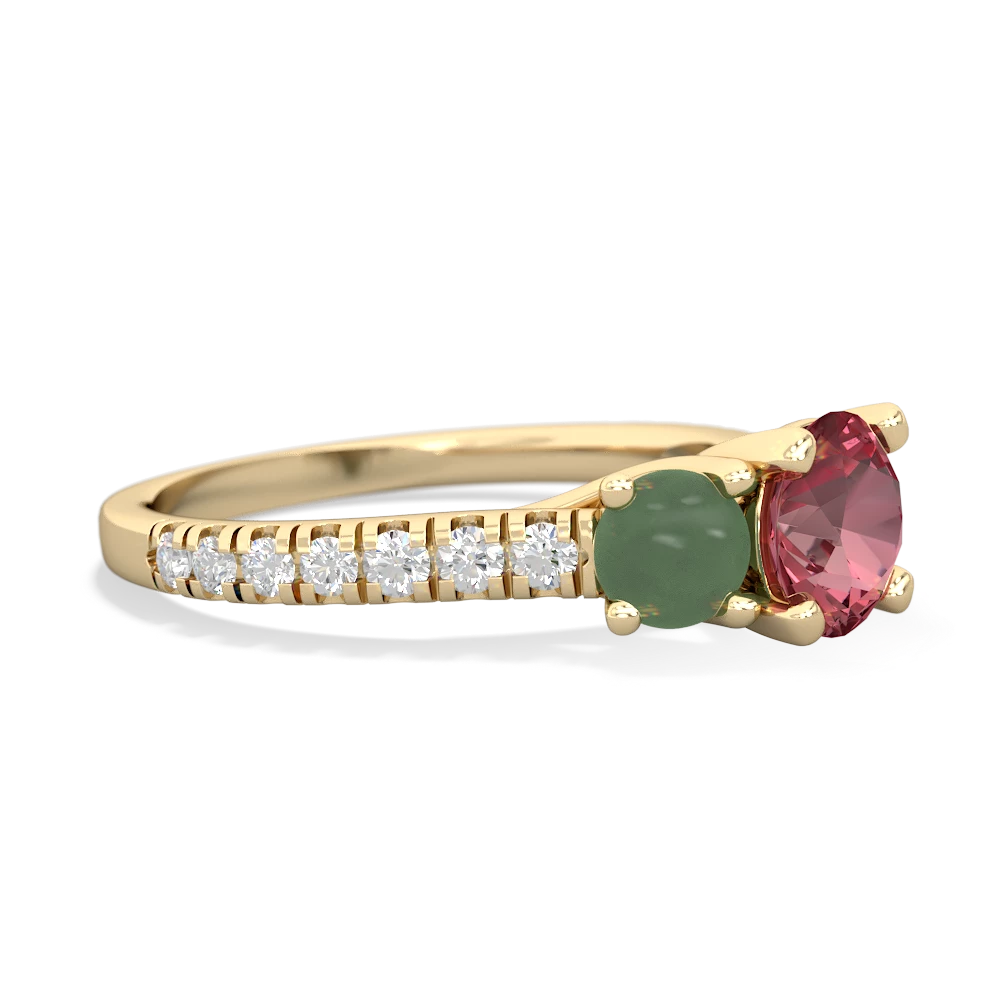 Pink Tourmaline Pave Trellis 14K Yellow Gold ring R5500