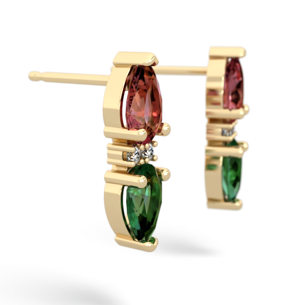 Pink Tourmaline Bowtie Drop 14K Yellow Gold earrings E0865
