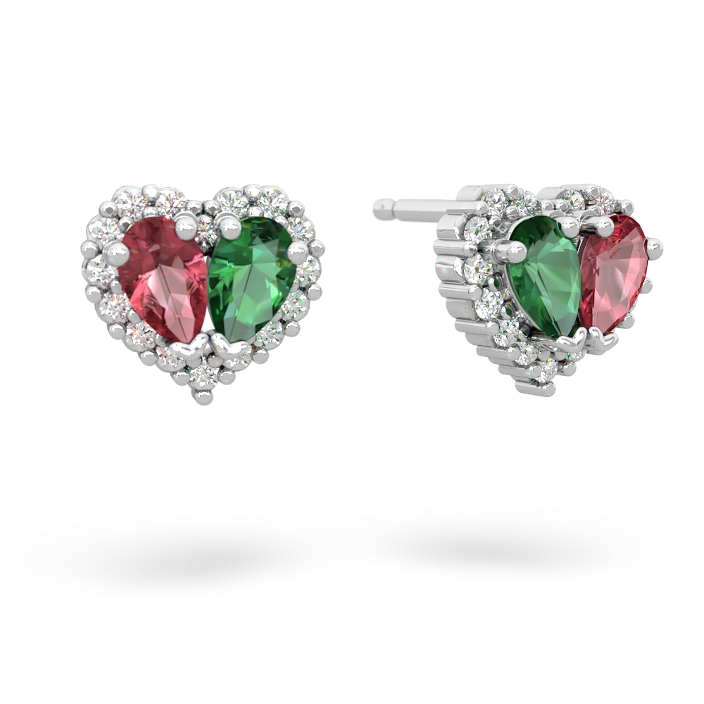Pink Tourmaline Halo 14K White Gold earrings E7008