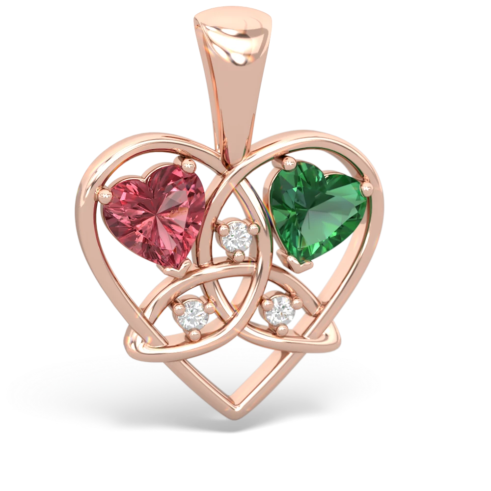 Pink Tourmaline Celtic Trinity Heart 14K Rose Gold pendant P5331