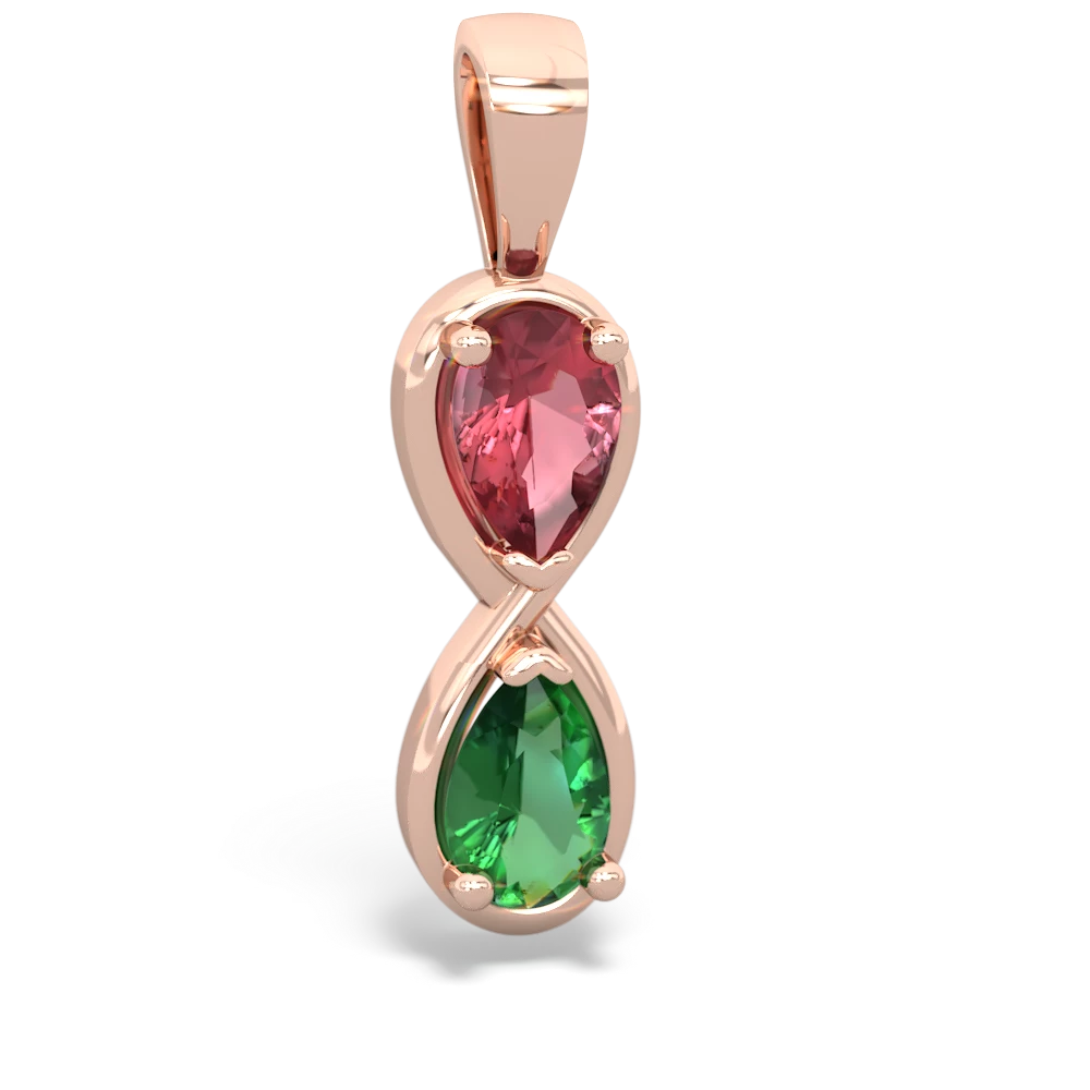 Pink Tourmaline Infinity 14K Rose Gold pendant P5050