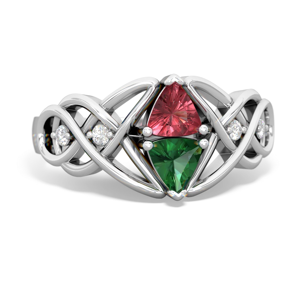 Pink Tourmaline Keepsake Celtic Knot 14K White Gold ring R5300