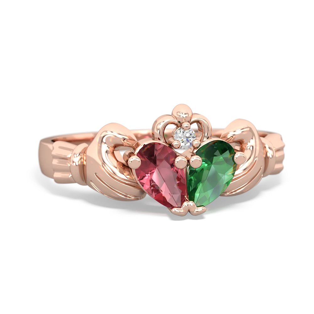 Pink Tourmaline 'Our Heart' Claddagh 14K Rose Gold ring R2388