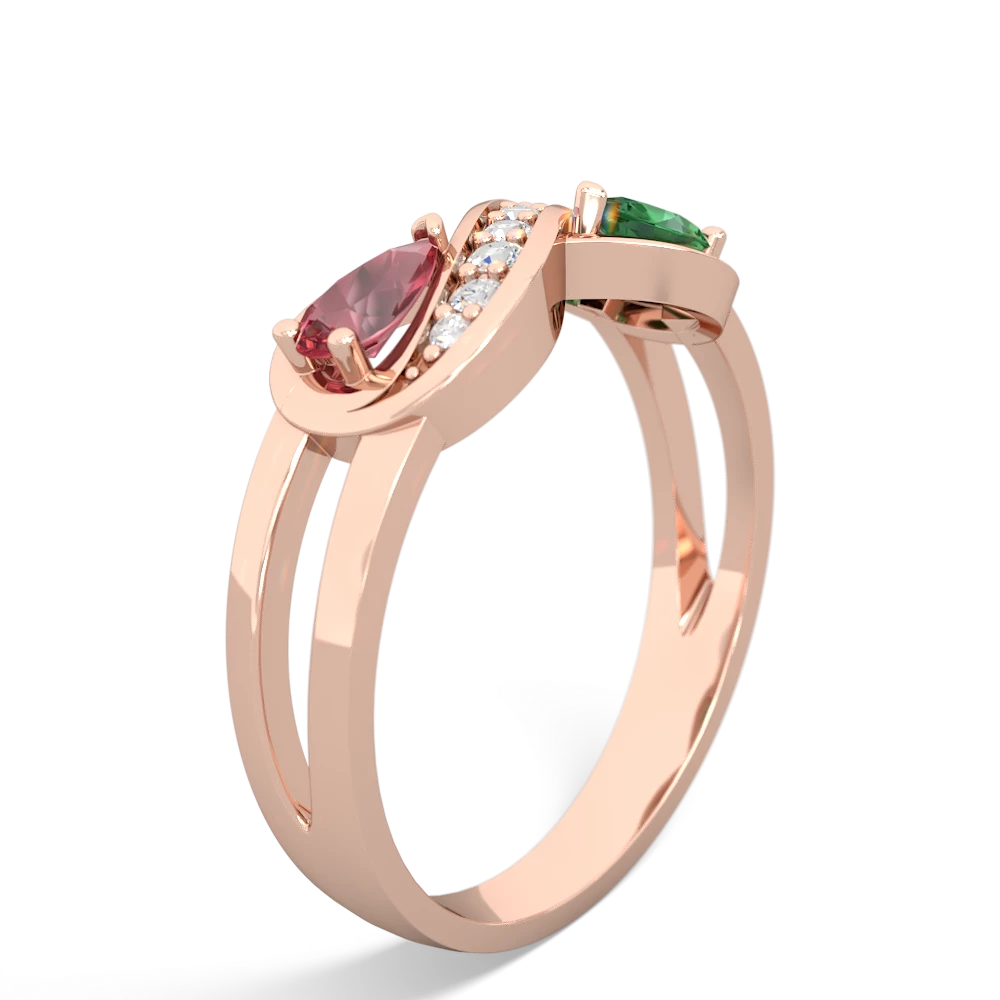 Pink Tourmaline Diamond Infinity 14K Rose Gold ring R5390