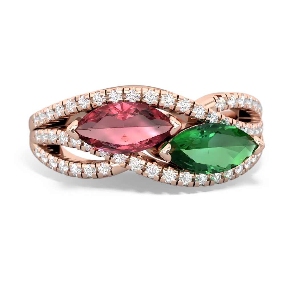 Pink Tourmaline Diamond Rivers 14K Rose Gold ring R3070