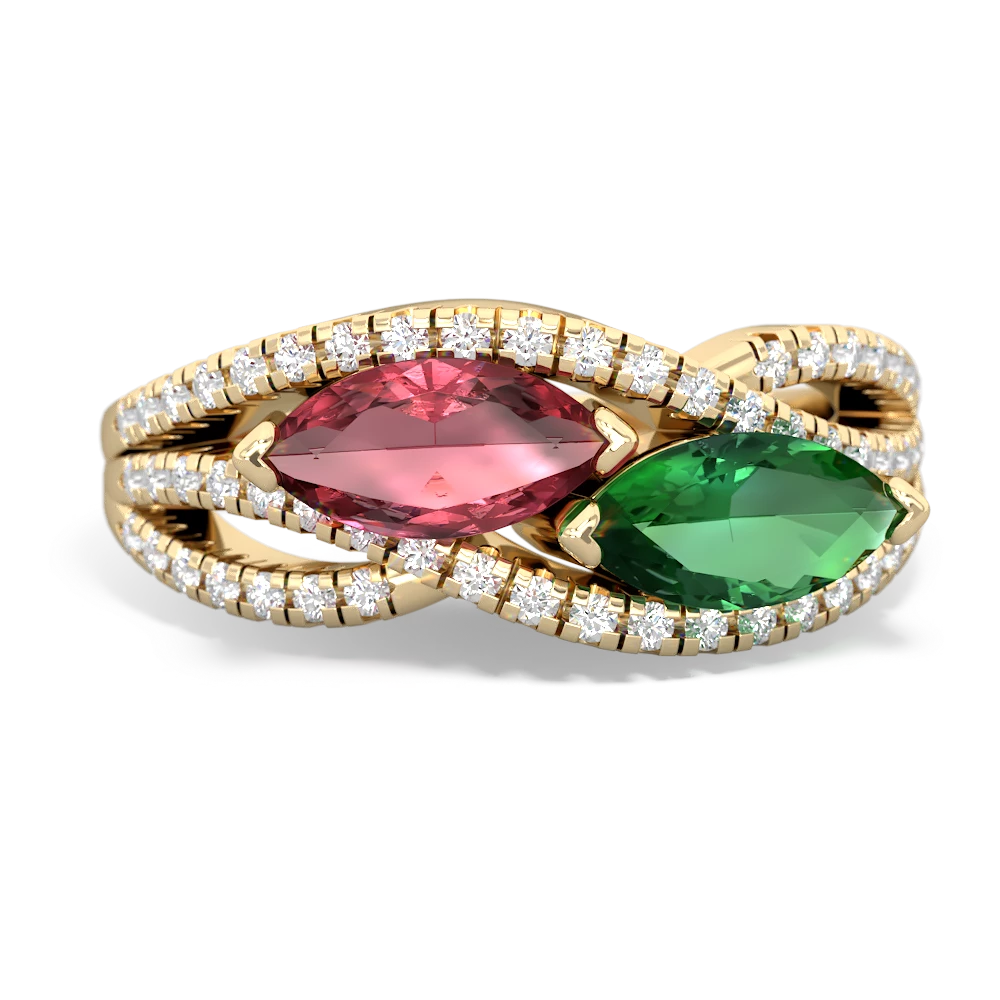 Pink Tourmaline Diamond Rivers 14K Yellow Gold ring R3070