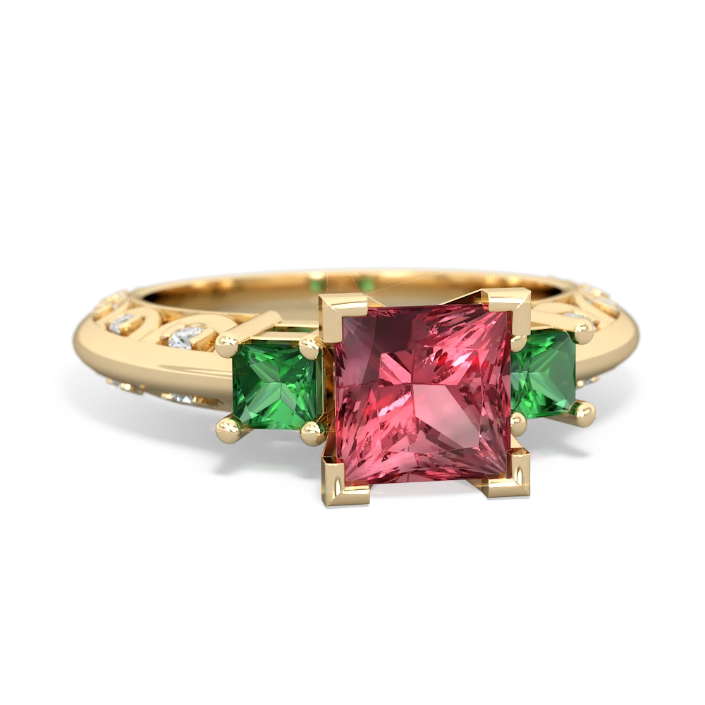 Pink Tourmaline Eternal Embrace Engagement 14K Yellow Gold ring C2001