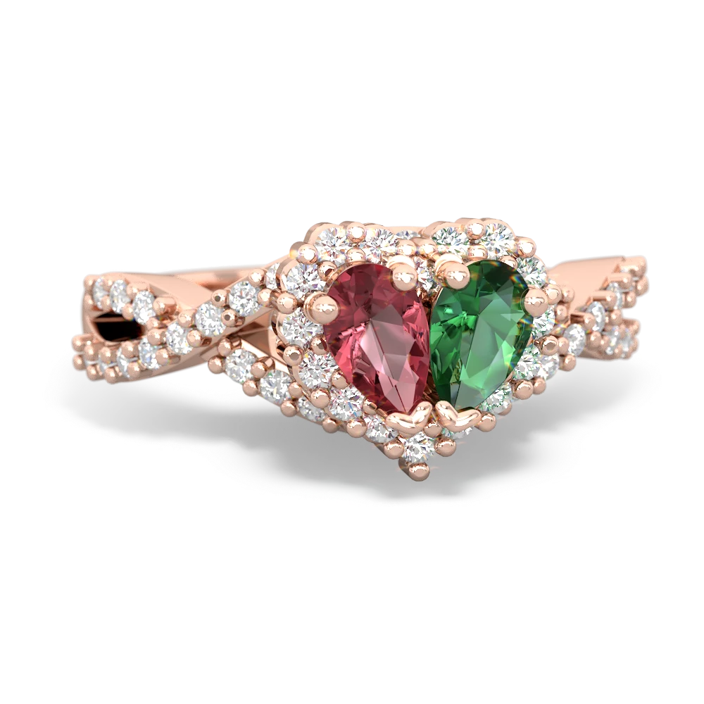 Pink Tourmaline Diamond Twist 'One Heart' 14K Rose Gold ring R2640HRT