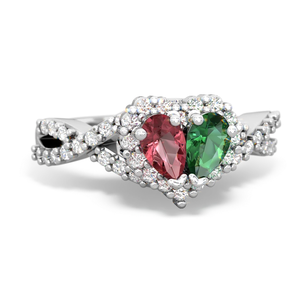 Pink Tourmaline Diamond Twist 'One Heart' 14K White Gold ring R2640HRT