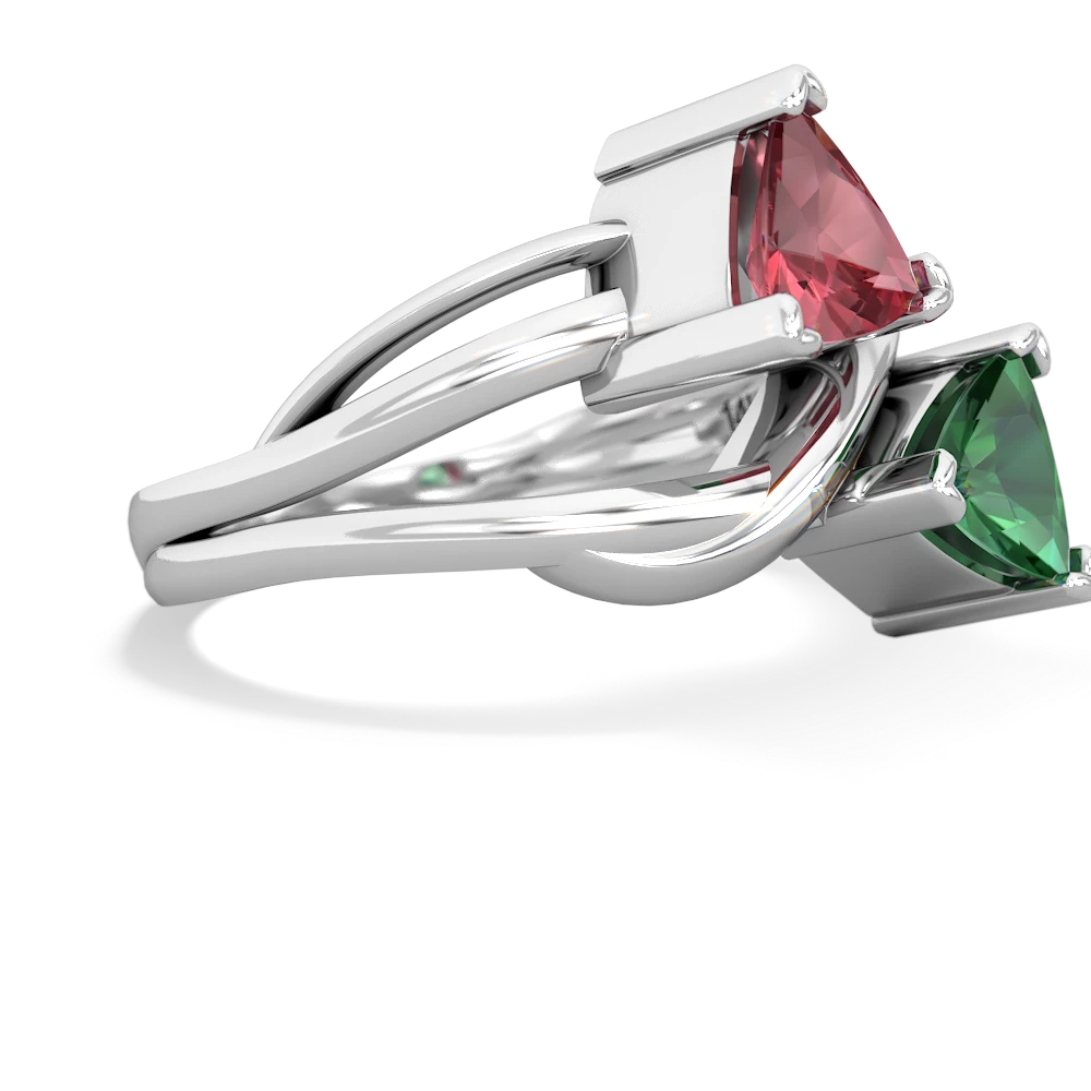 Pink Tourmaline Split Band Swirl 14K White Gold ring R2341