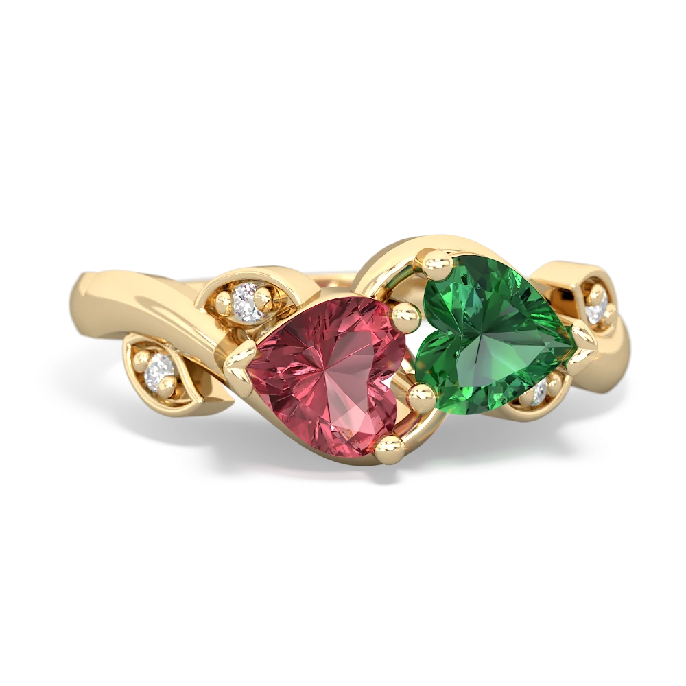 Pink Tourmaline Floral Elegance 14K Yellow Gold ring R5790