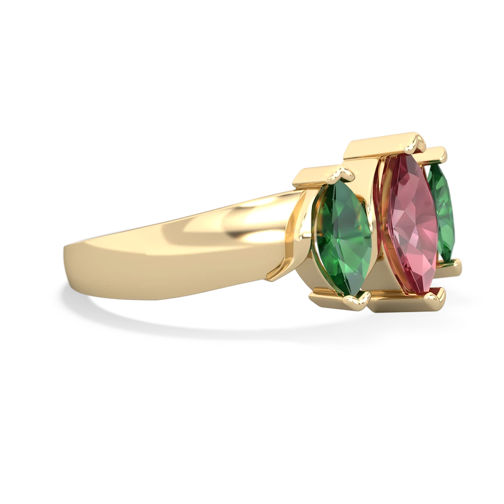 Pink Tourmaline Three Peeks 14K Yellow Gold ring R2433