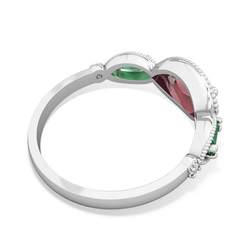 Pink Tourmaline Milgrain Marquise 14K White Gold ring R5700