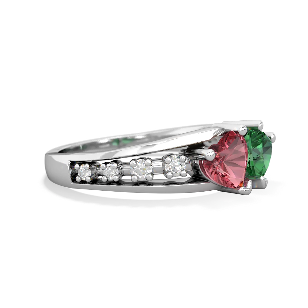 Pink Tourmaline Heart To Heart 14K White Gold ring R3342