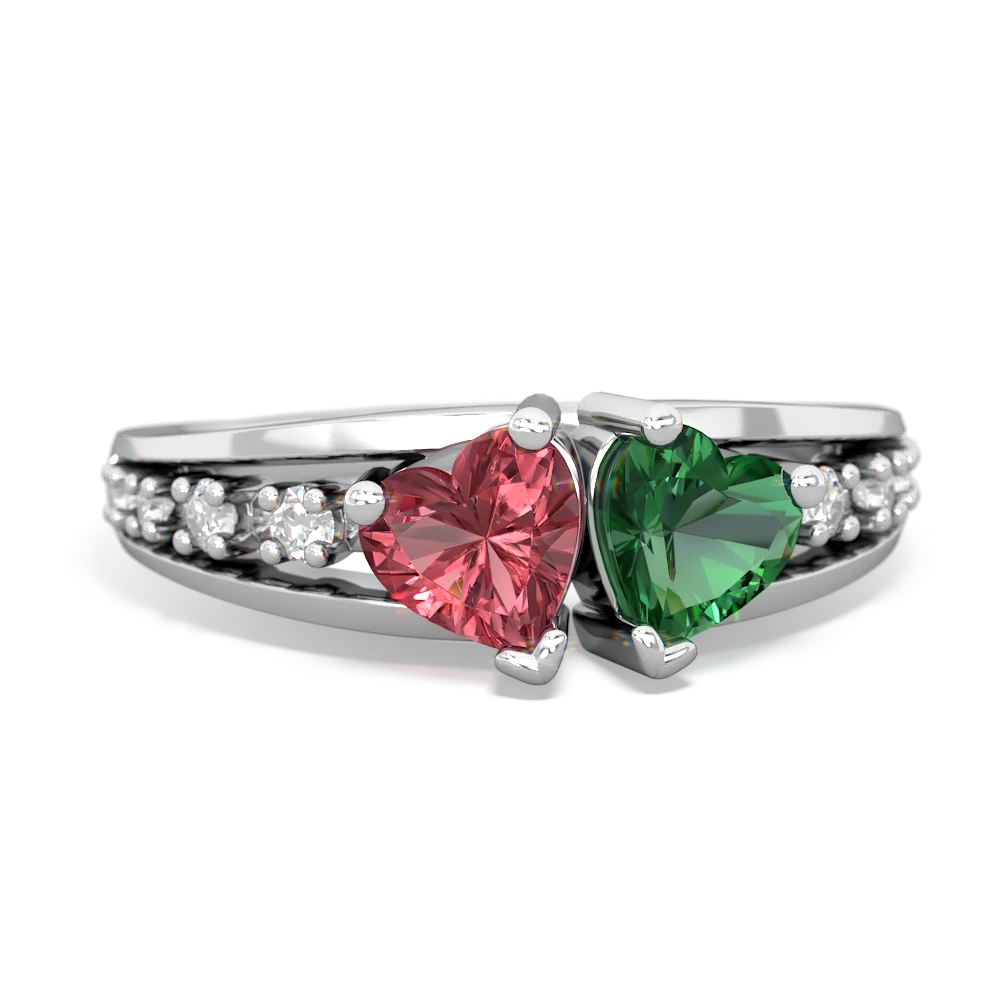 Pink Tourmaline Heart To Heart 14K White Gold ring R3342