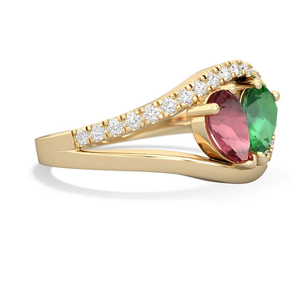 Pink Tourmaline Nestled Heart Keepsake 14K Yellow Gold ring R5650