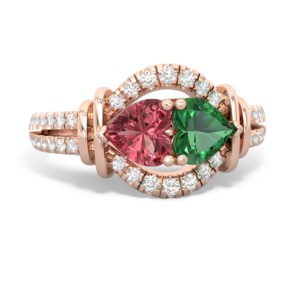 Pink Tourmaline Art-Deco Keepsake 14K Rose Gold ring R5630