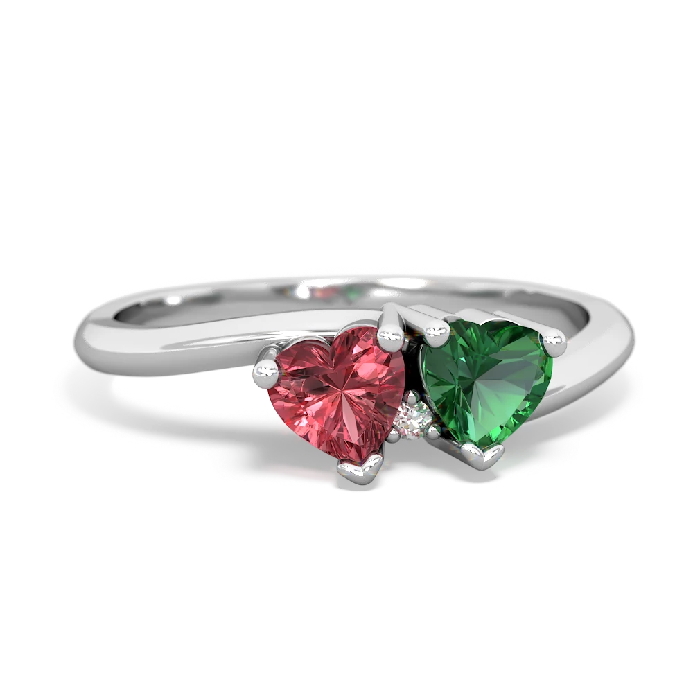 Pink Tourmaline Sweethearts 14K White Gold ring R5260