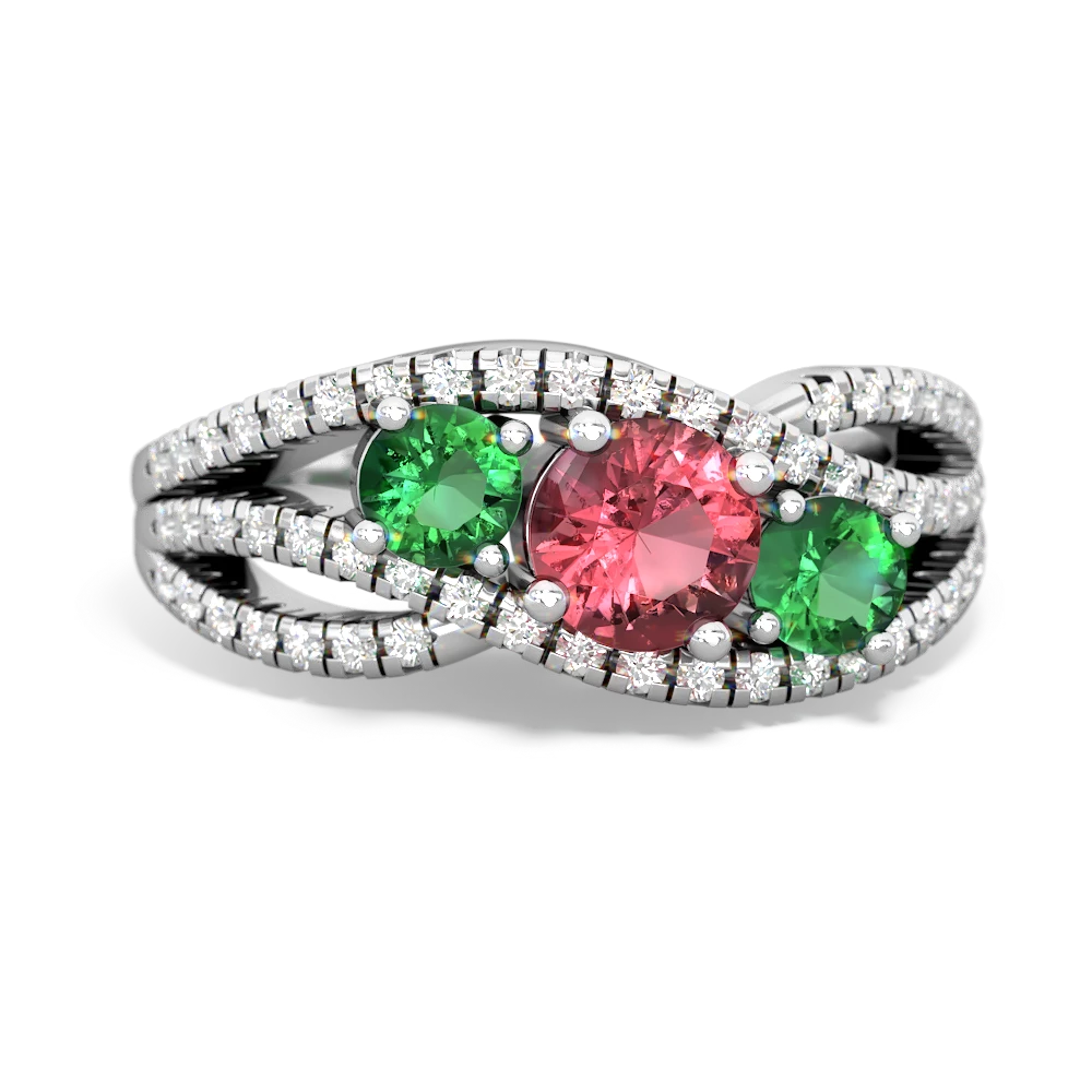 Pink Tourmaline Three Stone Aurora 14K White Gold ring R3080