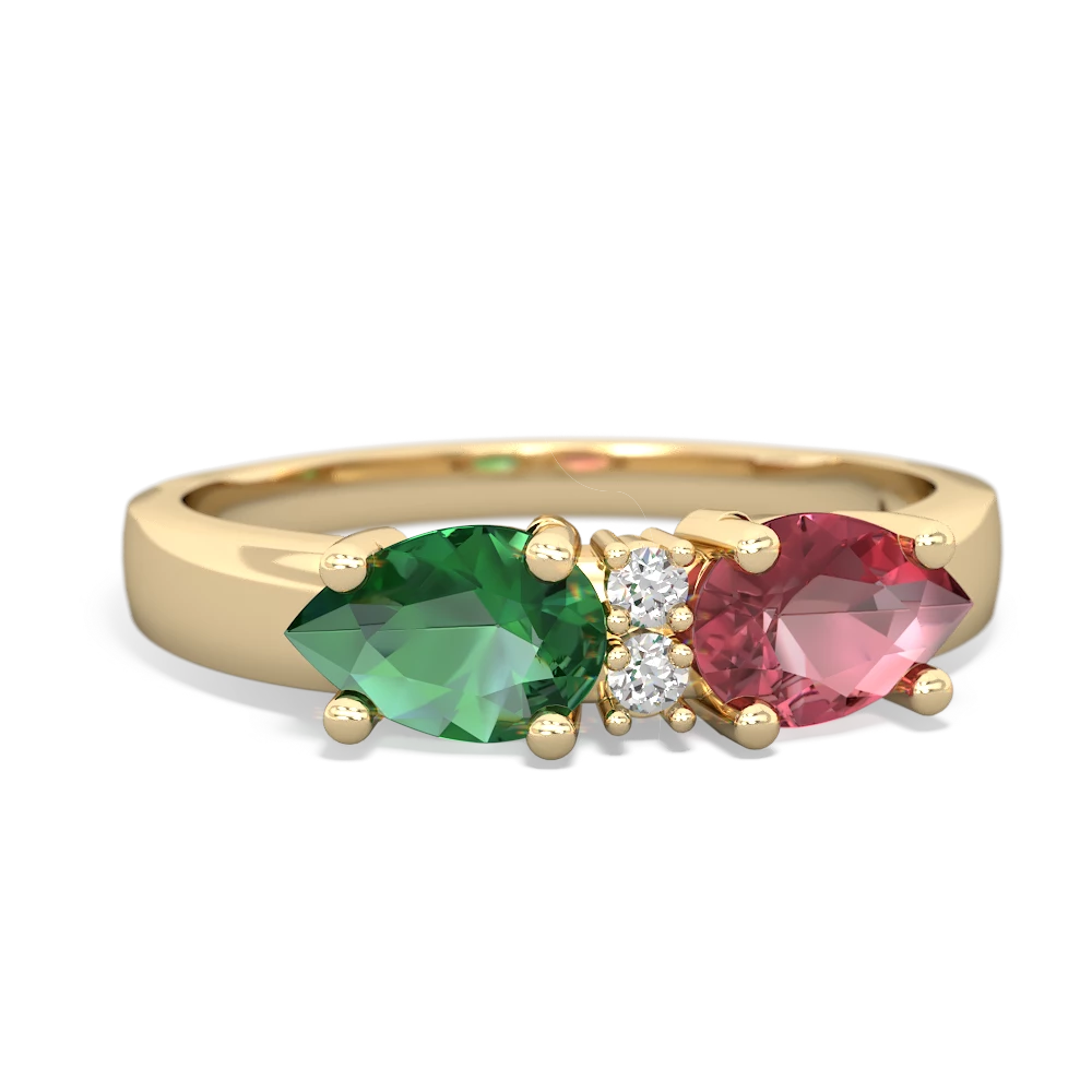 Pink Tourmaline Pear Bowtie 14K Yellow Gold ring R0865