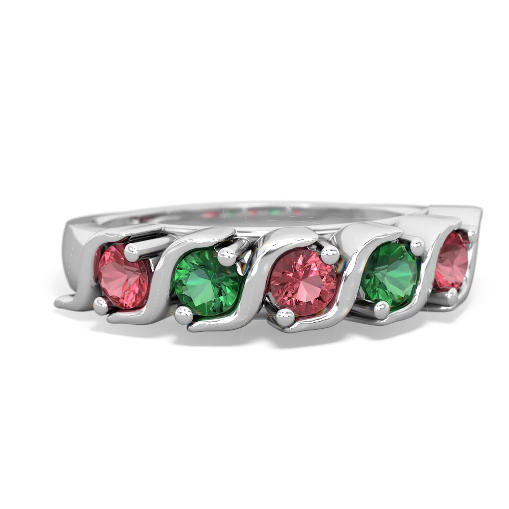 Pink Tourmaline Anniversary Band 14K White Gold ring R2089