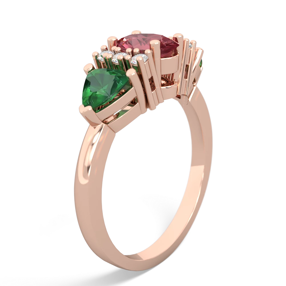 Pink Tourmaline Antique Style Three Stone 14K Rose Gold ring R2186