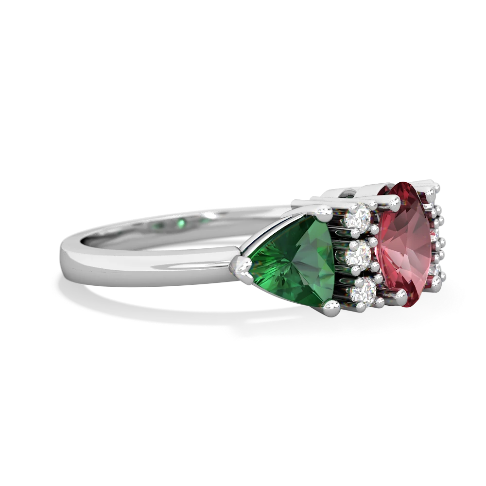 Pink Tourmaline Antique Style Three Stone 14K White Gold ring R2186