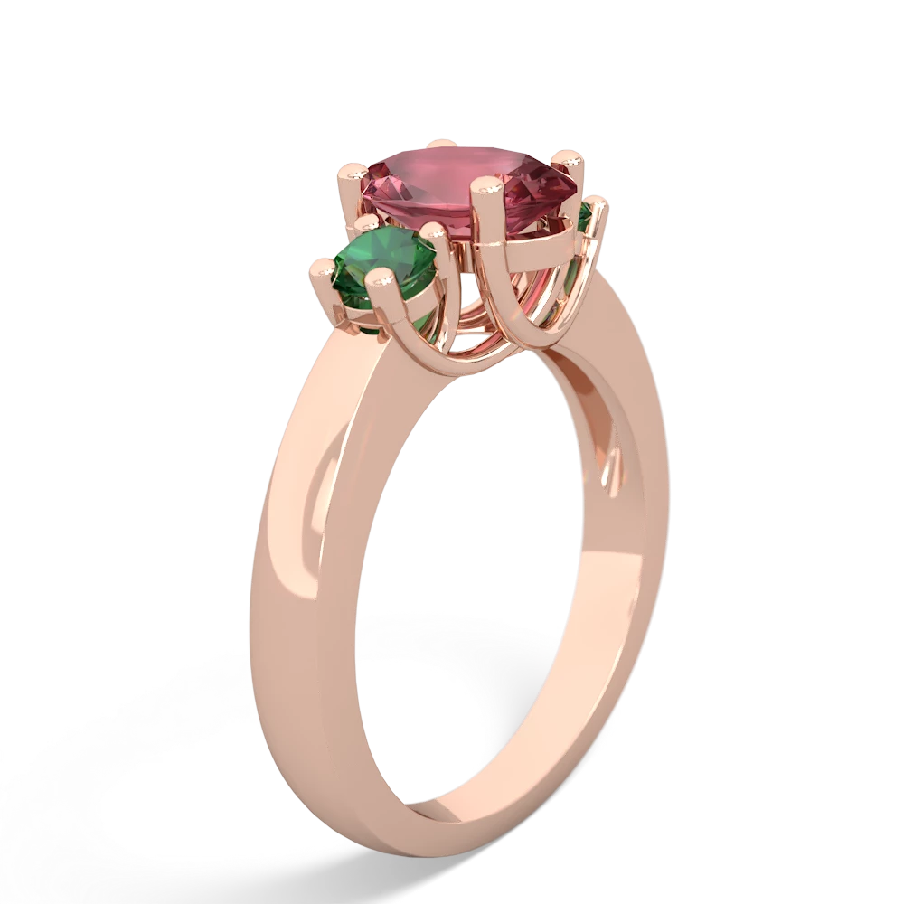 Pink Tourmaline Three Stone Oval Trellis 14K Rose Gold ring R4024