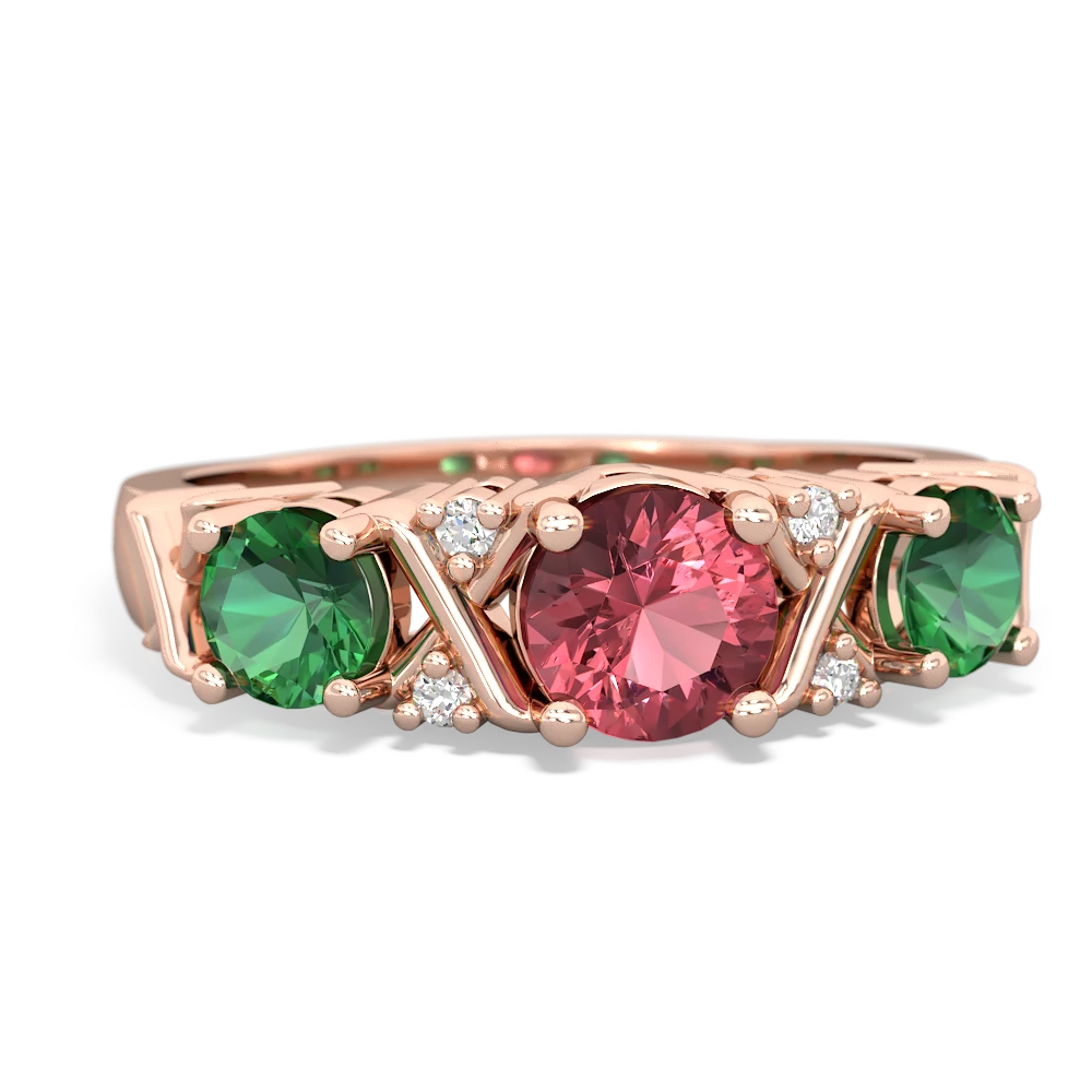 Pink Tourmaline Hugs And Kisses 14K Rose Gold ring R5016