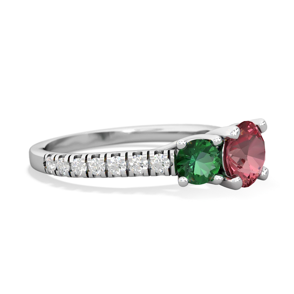 Pink Tourmaline Pave Trellis 14K White Gold ring R5500