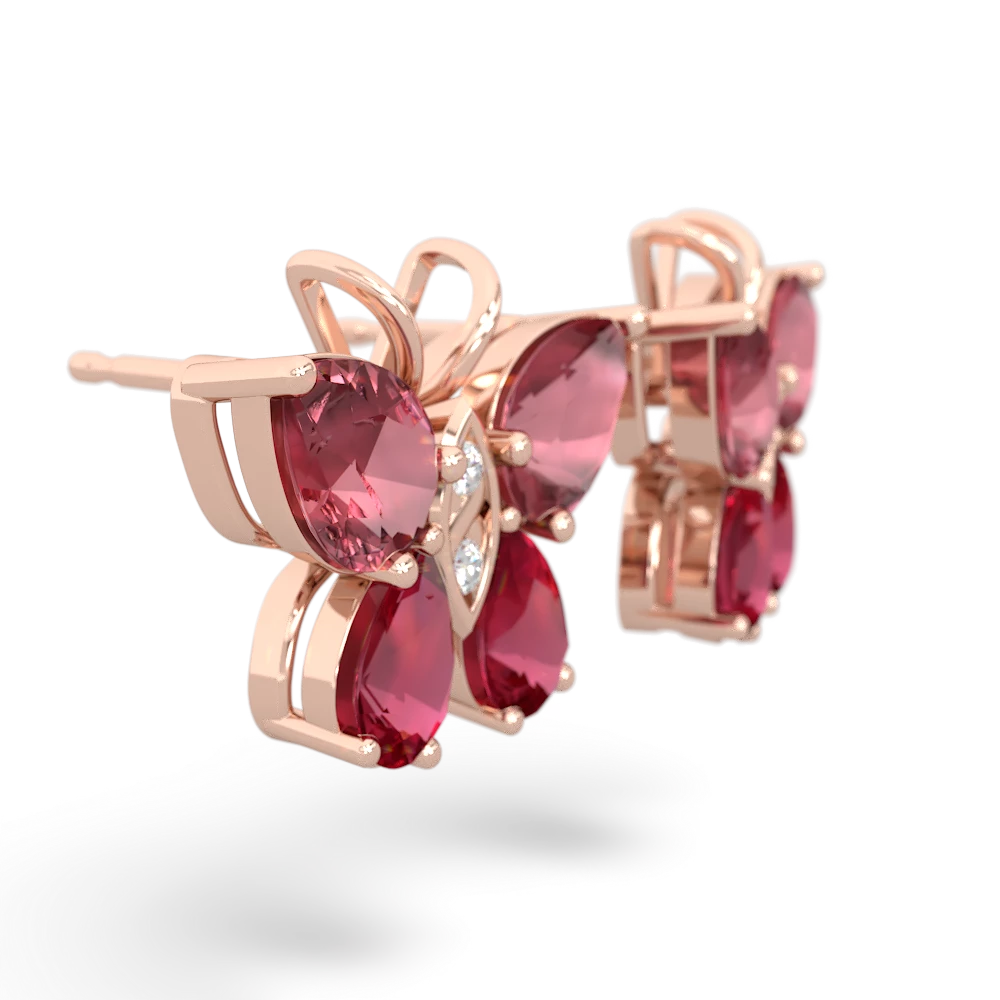 Pink Tourmaline Butterfly 14K Rose Gold earrings E2215