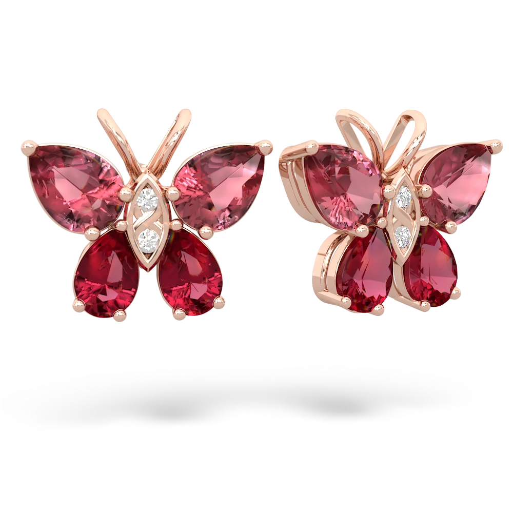 Pink Tourmaline Butterfly 14K Rose Gold earrings E2215