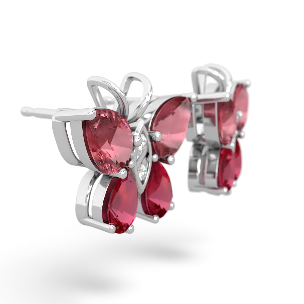 Pink Tourmaline Butterfly 14K White Gold earrings E2215