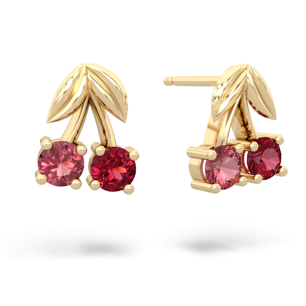 Pink Tourmaline Sweet Cherries 14K Yellow Gold earrings E7001